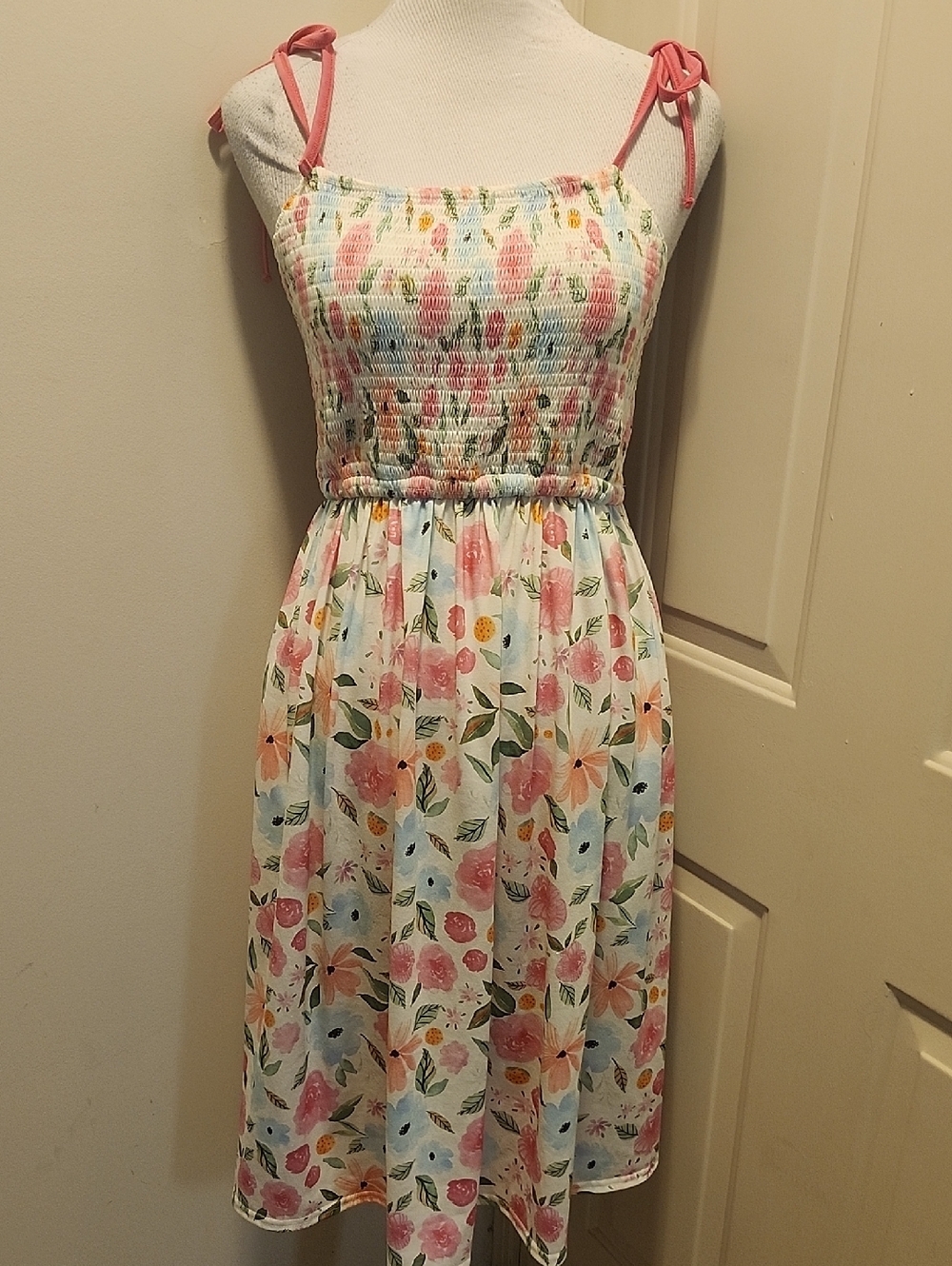Abby & Evie Smocked Sun Dress Cotton Blend Medium